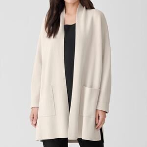 EILEEN FISHER | Silk Organic Cotton Interlock Cardigan Beige Cream | Size